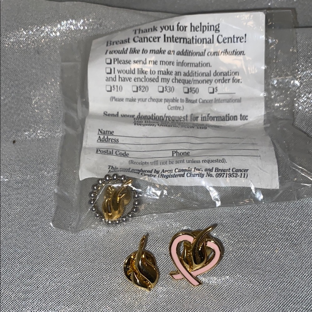 Gold and Pink Cancer Awareness Pins